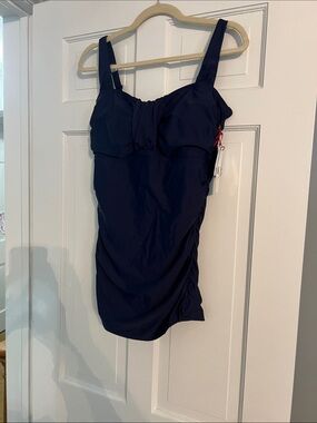 Women’s Navy Ruched Tank-Swim tank